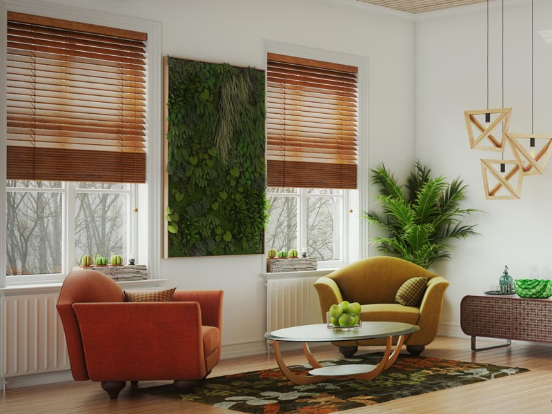 wood blinds in living room