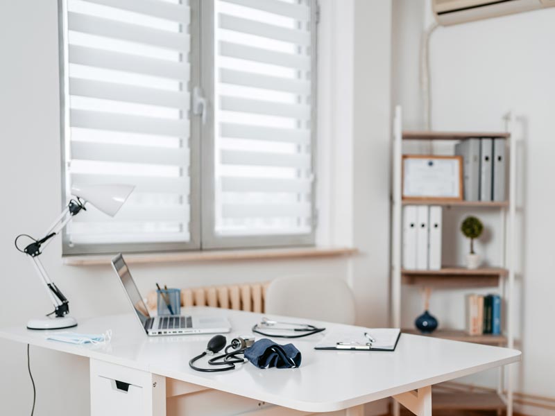sheer shades in home office